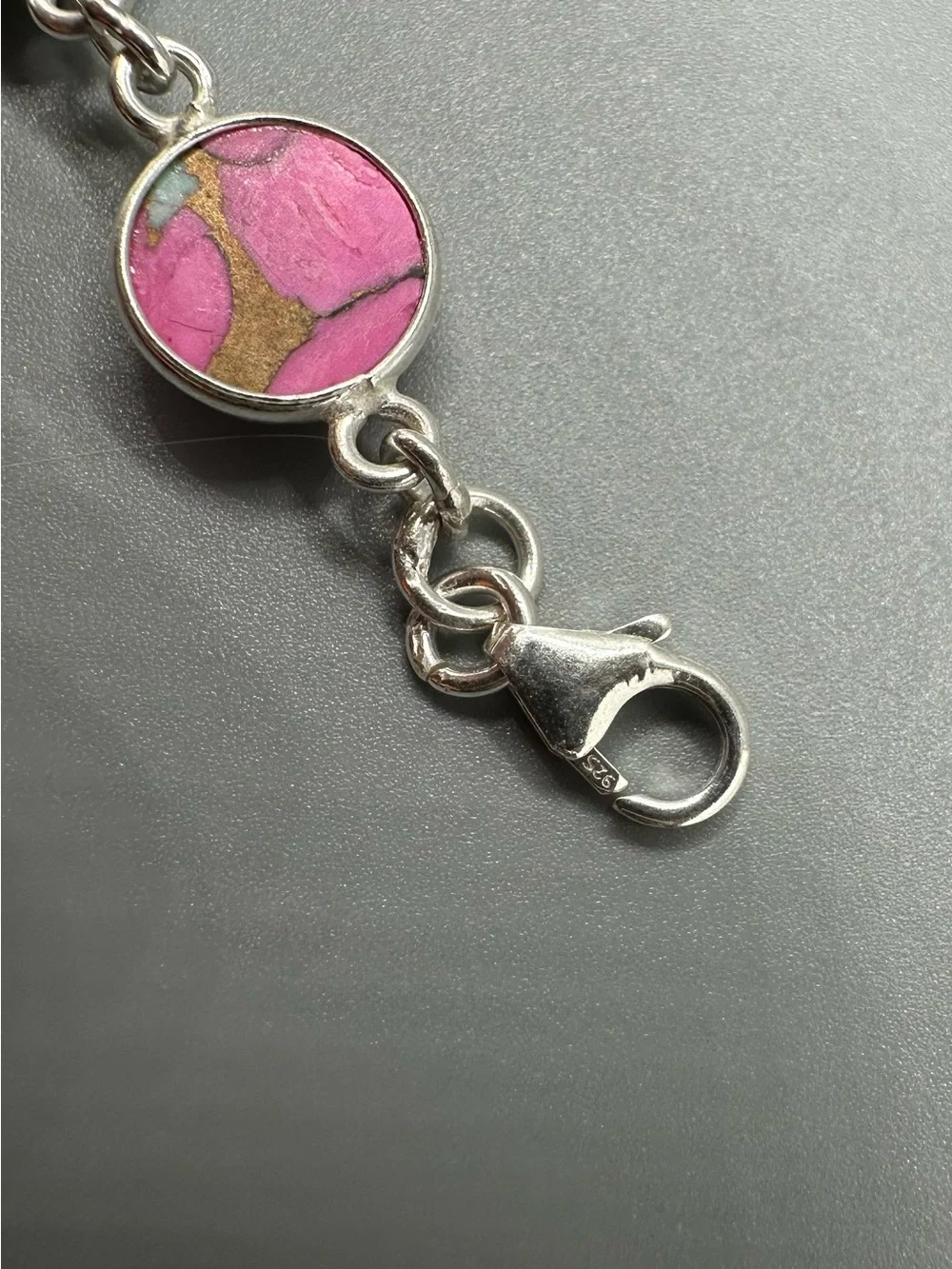 Cotton Candy Dahlia Turquoise Sterling Silver 925 Bracelet Circular 8”